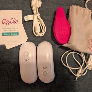 La Vie Warming Lactation Massage Pads - White & Pink